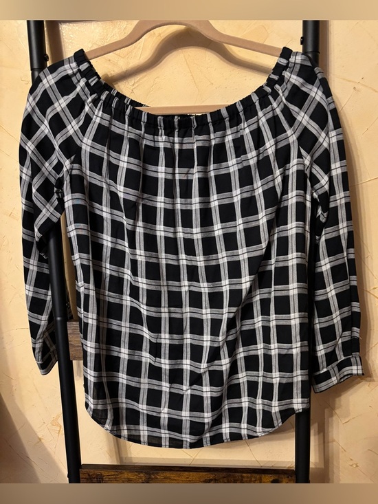 rag & bone Tops - rag & bone Size S Black and White Plaid Off-Shoulder Tunic